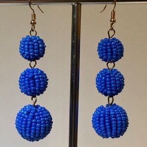 NWT Beaded Blue Statement Earrings